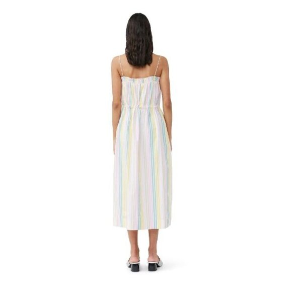 Ganni Pastel Rainbow Cotton Maxi Strappy Dress Quiet Luxury Size 38 US 6 Medium - Picture 2 of 3